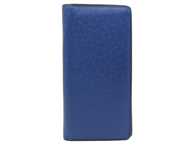 Louis Vuitton Taiga Brazza Wallet Black Blue Leather  ref.2168018
