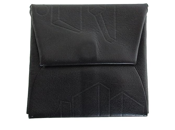 Hermès Hermes Black Embossed Leather Coin Purse  ref.2168099