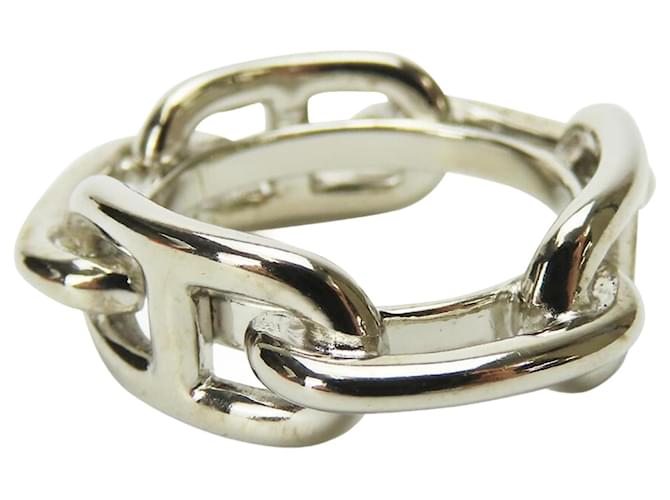 Ring Hermès Anneau de foulard en argent Hermes Chaine d'Ancre Métal Argenté  ref.2168197