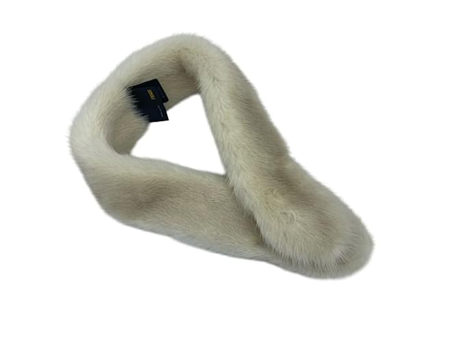 Fendi Mink Tippet White Ivory Women's Fur Collar Cream  ref.2168200