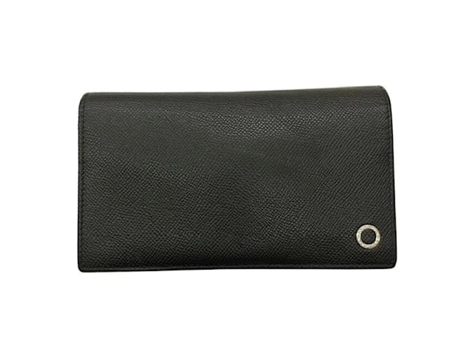 Bulgari Bvlgari Bi-fold Long Wallet Black Leather  ref.2168392