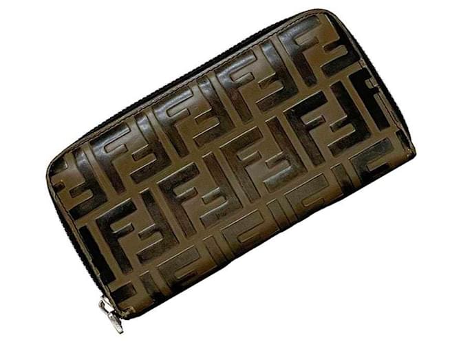 Fendi Brown Leather Long Wallet  ref.2168410