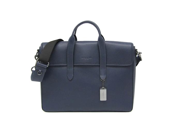 Coach Sullivan Portfolio C9875 Men's Leather Briefcase Navy blue  ref.2168428
