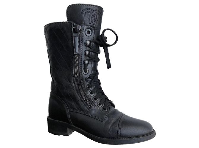 Chanel Bottes de combat iconiques Noir