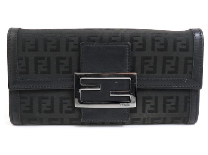 Fendi Long Wallet in Black Canvas and Leather Cloth  ref.2168627