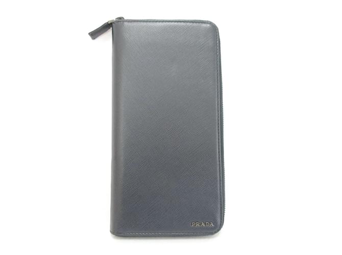 Prada Saffiano Leather Organizer Long Wallet Navy blue  ref.2168865