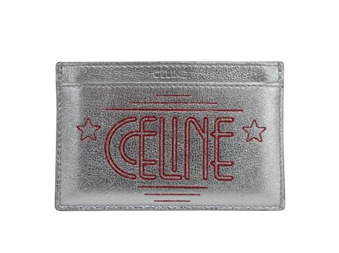 Céline Celine Eddie Leather Business Card Holder Silvery  ref.2168955