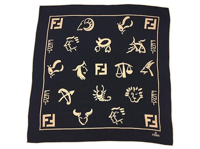 Fendi Constellation Silk Scarf Black  ref.2168958