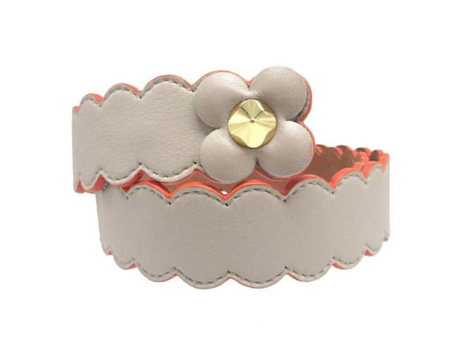 Fendi Flower Motif Leather Belt Brown Golden  ref.2169114