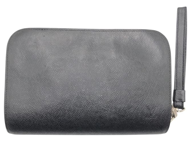 Louis Vuitton Taiga Aldwaz Baikal Black Leather Pouch  ref.2169193