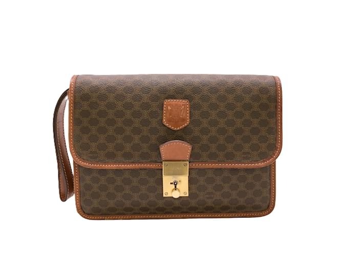 Céline Celine Macadam Clutch Bag Brown Leather Plastic  ref.2169362