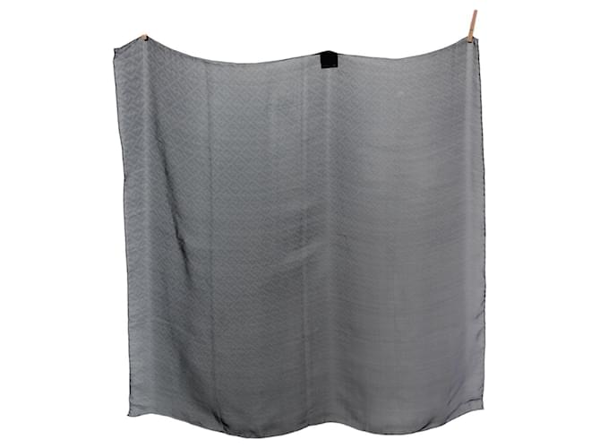FENDI Zucca Grey Silk Scarf Brown  ref.2169376