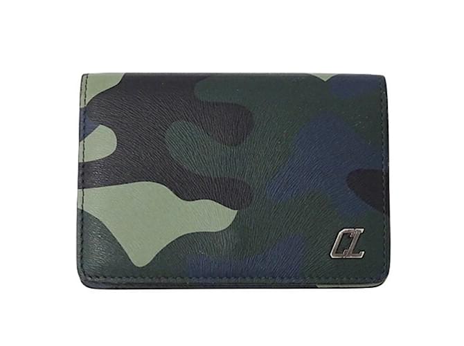 Christian Louboutin Men's Green Leather Card Case  ref.2169394