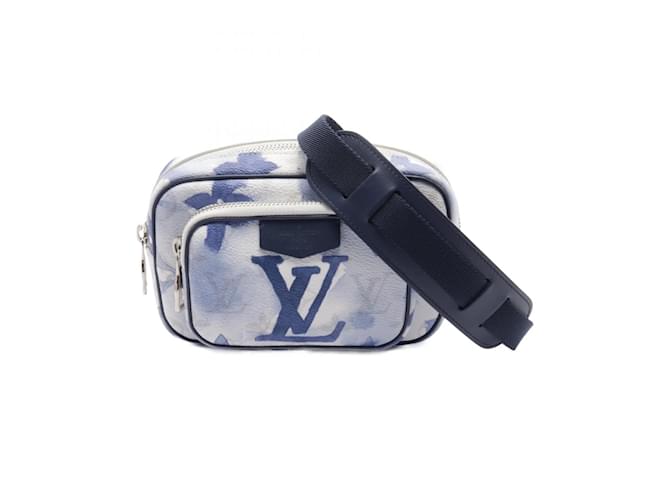 Louis Vuitton Outdoor Pochette Shoulder Bag White Blue Navy blue Leather Cloth  ref.2169415