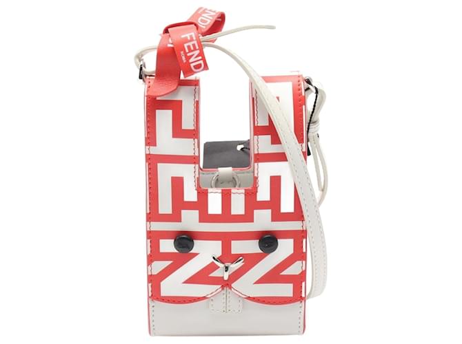 Fendi x Marc Jacobs Mini Bustina Bunny Handbag White Red Leather  ref.2169465