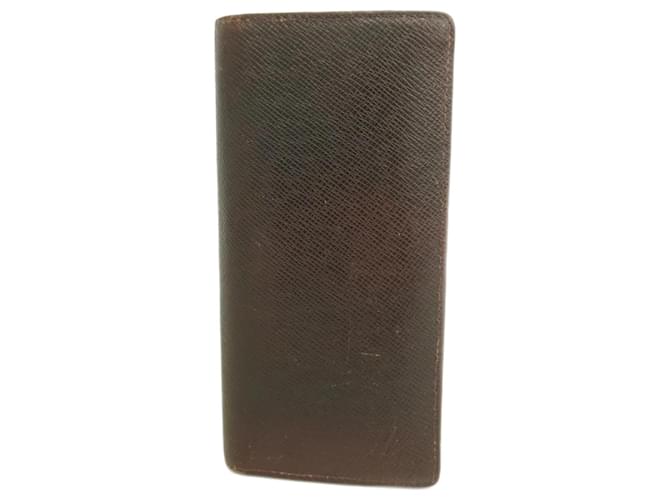 Louis Vuitton Long Wallet Taiga Portefeuille Brazza M32578 Grizzly Brown  ref.2169566