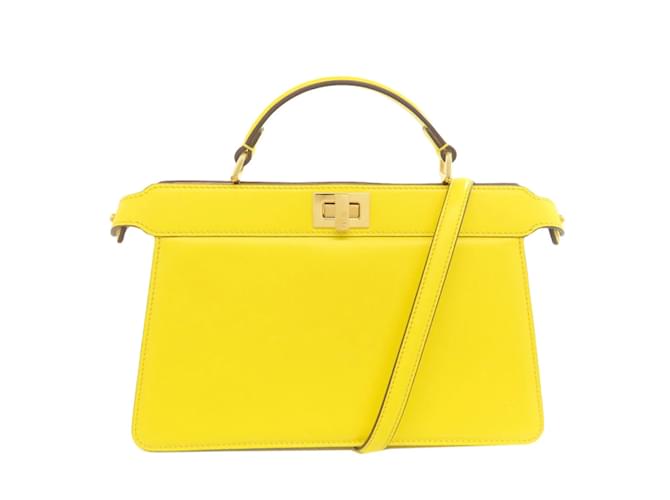 Fendi Peekaboo I See You Handbag Yellow Leather  ref.2169822