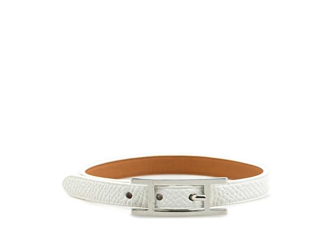 Hermès Hermes Hapi Charm Bracelet Silvery White Leather  ref.2169855