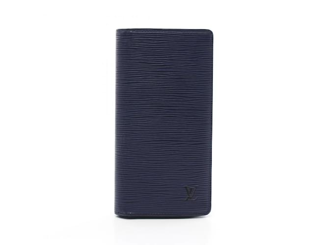 Louis Vuitton Portefeuille Brazza Bi-fold Long Wallet Brown Black Navy blue Leather Cloth Plastic  ref.2170246