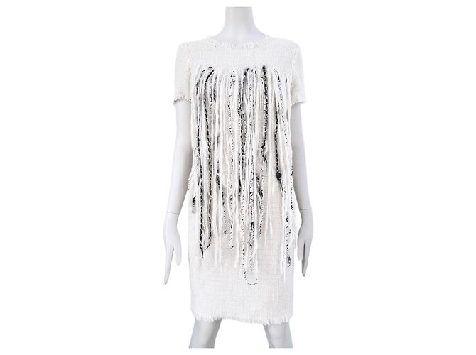 Chanel Ikonisches Fransen-Tweedkleid der Arctic Ice Kollektion Roh