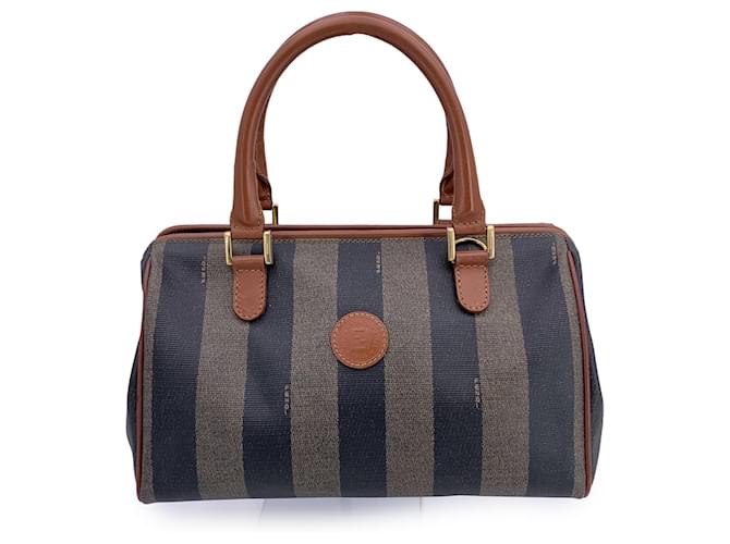 Pequin Fendi Vintage Cloth Handbag Double F Brown Cotton  ref.2170746