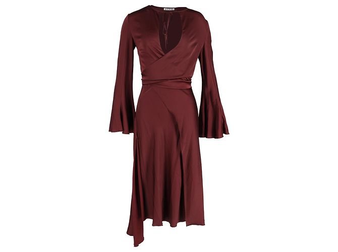 Abito a maniche lunghe Acne Studios in satin bordeaux Bordò