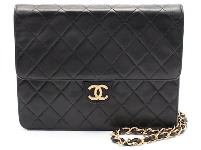 Chanel Lambskin Matelasse Single Flap Shoulder Bag A03569 Black Leather  ref.2170896