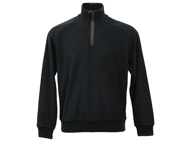 Ermenegildo Zegna Zegna Sport Pullover mit halbem Reißverschluss aus schwarzer Wolle