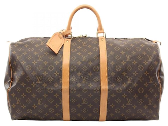 Louis Vuitton Monogram Keepall 55 Boston Bag M41424 Brown Cloth  ref.2170969