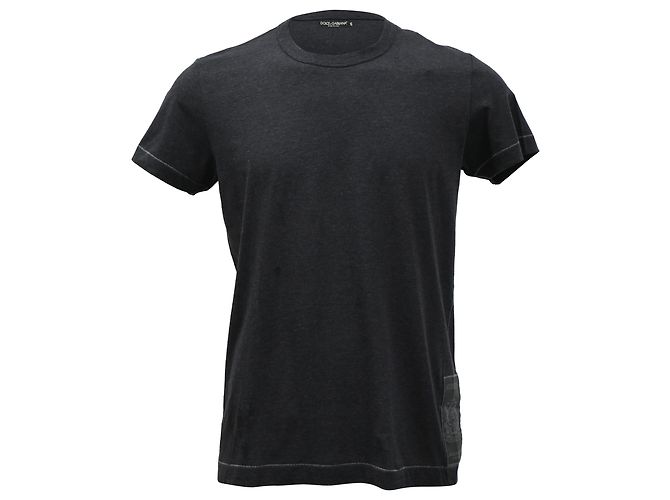 Camiseta de algodão preta com patch de logo Dolce & Gabbana Preto