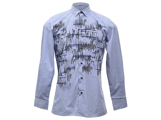 Camicia a quadri stampata Bottega Veneta in cotone blu