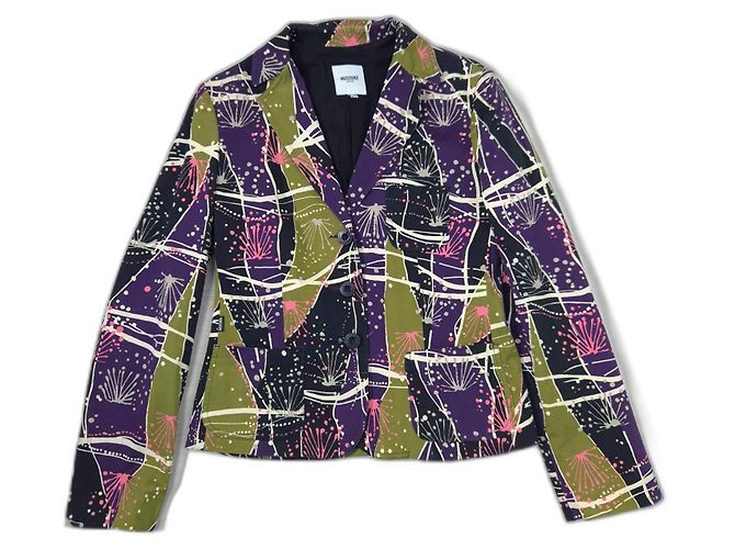 Moschino Jeans jacket with abstract pattern Black