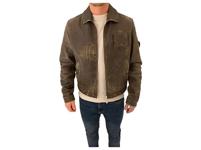 Dior Homme Lederjacke/-mantel Braun