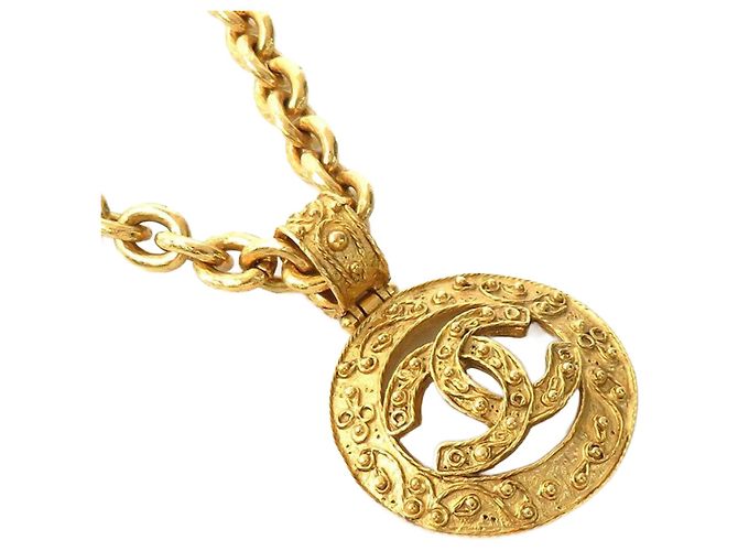 Collar de metal dorado Chanel Coco Mark