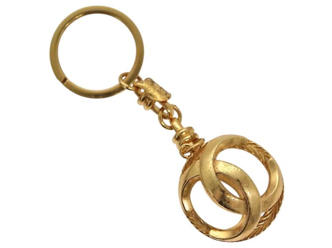 CHANEL COCO Marca Chaveiro metal Ouro CC Auth ar13427 Dourado
