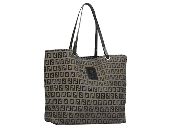FENDI Zucchino Canvas Tote Bag Nylon Navy Silver Auth 117895 Silvery Navy blue  ref.2172058
