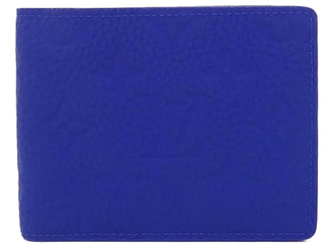 Louis Vuitton Taurillon Monogram Portefeuille Slender M80590 Billfold Blue Leather  ref.2172534