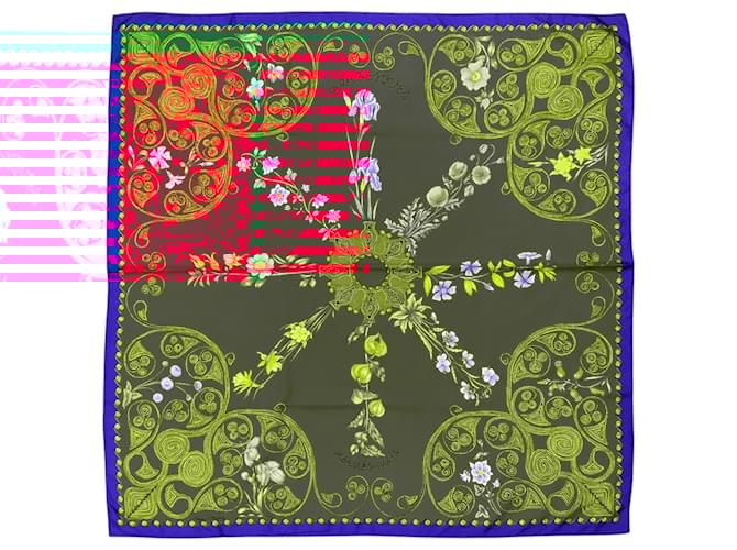 Hermès Hermes Red / Blue Arabesque Silk Scarf  ref.2172576