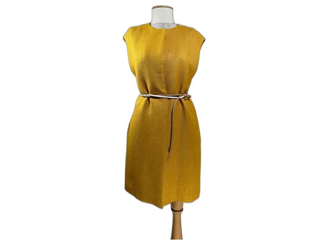 Max Mara Studio Cera Weste Gelb Leinen Viskose