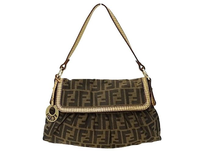 Fendi Women's Handbag Shoulder Bag Zucca Canvas Brown Cloth  ref.2172845