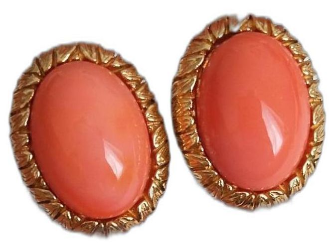 Brincos Carven vintage e novos Dourado Coral Gold hardware
