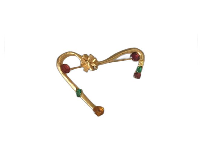 Christian Lacroix Multi-Steine Brosche Gold Gold hardware