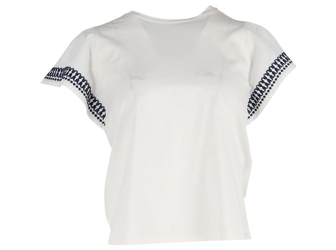 Autre Marque Camiseta bordada Cerchio Weekend Max Mara em algodão branco Cru