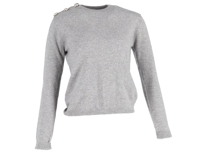 Pull en cachemire gris orné de cristaux Ganni
