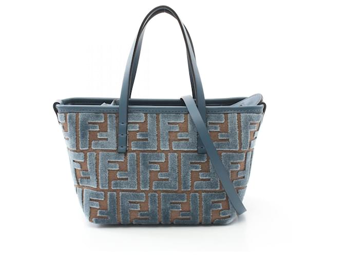 Fendi Fabric Canvas Leather Roll Mini Tote Bag 8BS096AT14F1NQ0 Green Cloth  ref.2173013