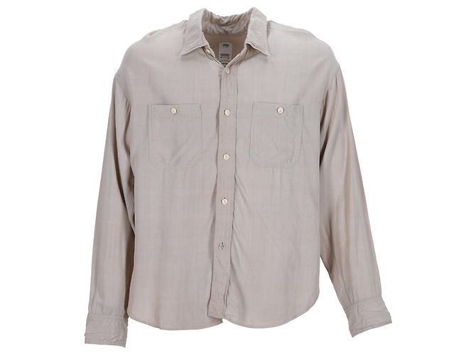Chemise à boutons détaillée Visvim Pocket en rayonne beige