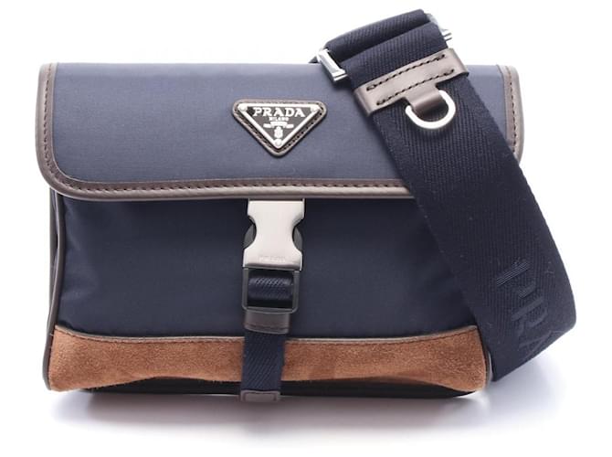Prada Re Nylon Tessuto+Saffiano Shoulder Bag 2ZH108384F0C1B Blue Leather  ref.2173123