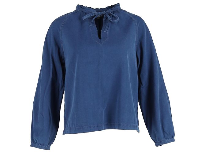 Apc A.P.C. Top de Chambray de Manga Larga con Cuerda de Ajuste Noa en Algodón Azul