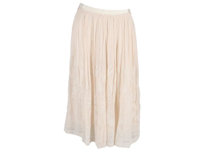 Saia midi bordada Vanessa Bruno em rayon nude Marrom Carne