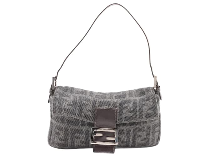 Fendi Grey Zucca Mamma Baguette shoulder bag Wool  ref.2173270